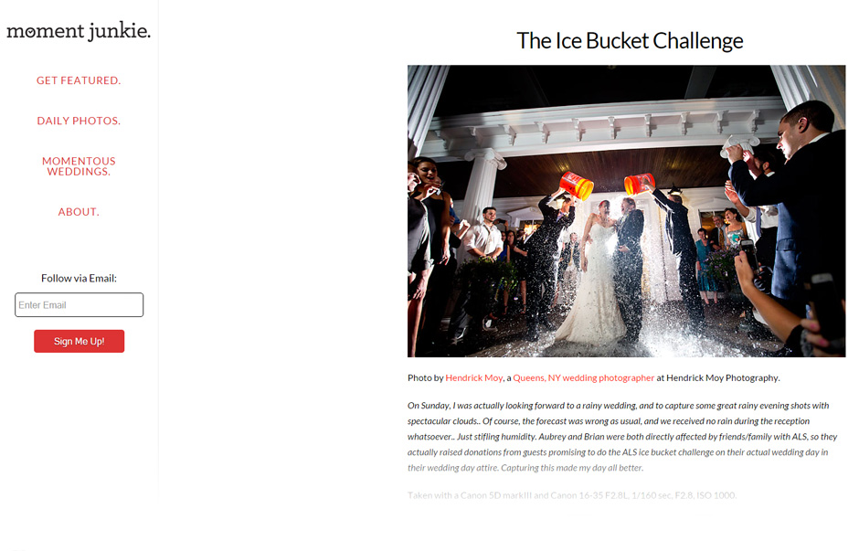 ice bucket challenge wedding feature photography hendrick moy