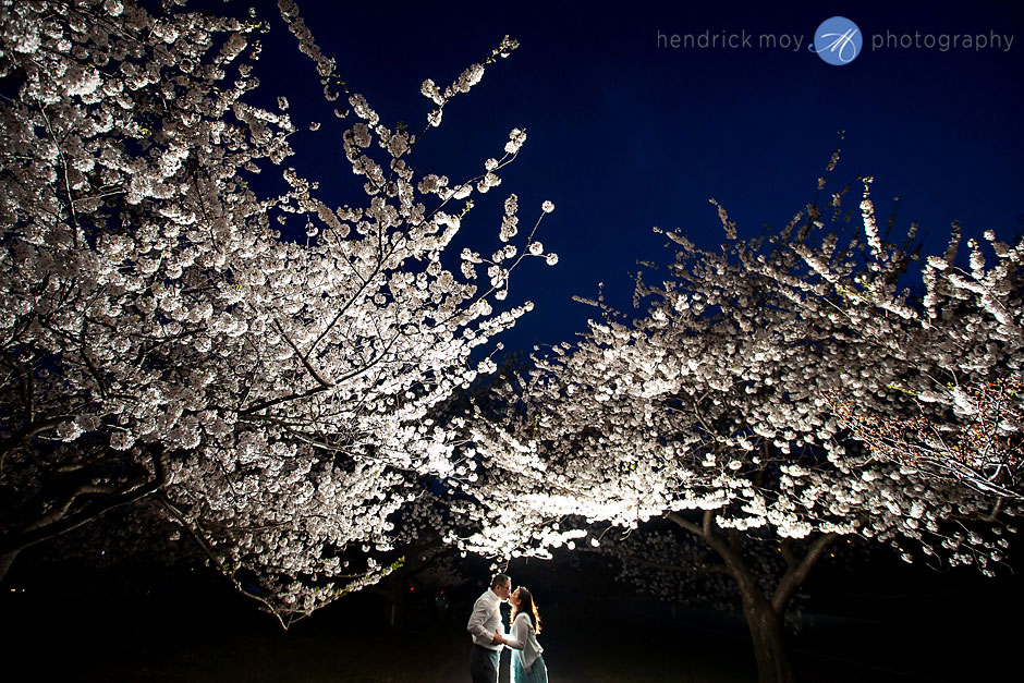 cherry blossom trees branchbrook park engagement pictures