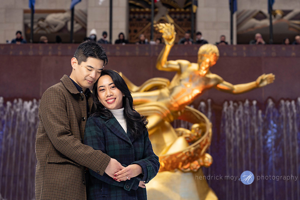 engagement session rink at rockafeller center nyc