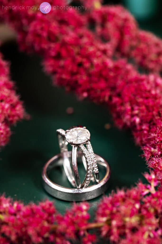 wedding rings with florals
